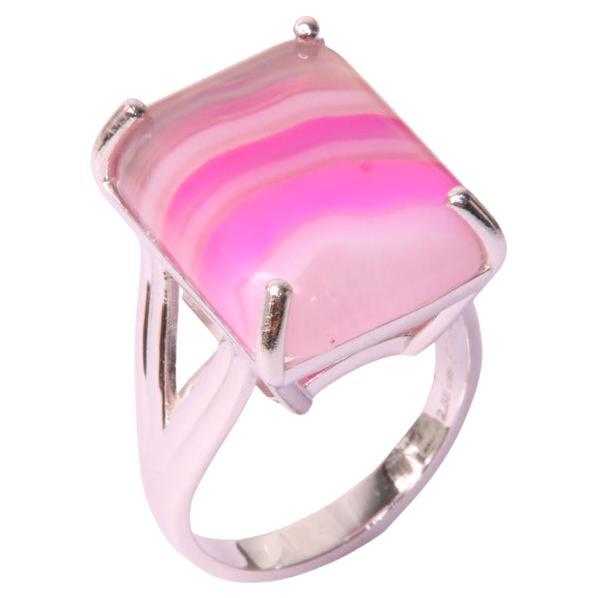 Orloff of Denmark, 12 carat Pink Agate Ring in 925 Sterling Silver