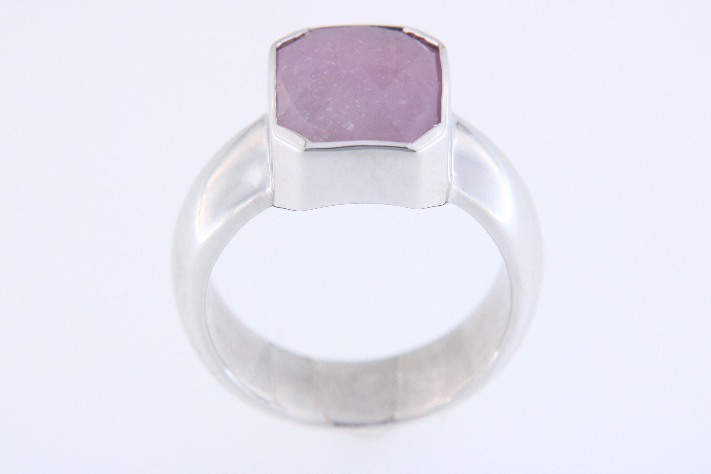 Octagon Cut Orloff of Denmark, 12 ct Pink Sapphire Ring in 925 Sterling Silver For Sale