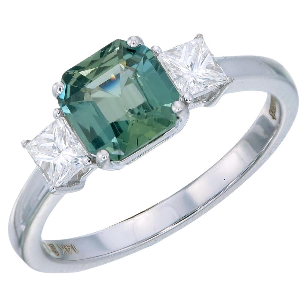 Orloff of Denmark, 1.32 Carat Basalt Sapphire Diamond Ring set in 14K White Gold For Sale