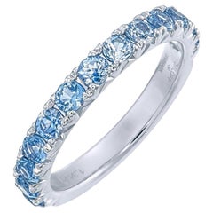 Orloff of Denmark, 1.34 ct Blue Sapphire Half-Band Ring in 14 Karat White Gold