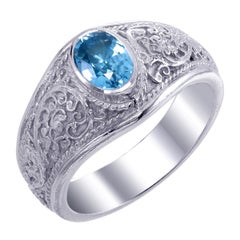 Orloff of Denmark, 1.35 ct Sky Blue Zircon Ring in 925 Sterling Silver