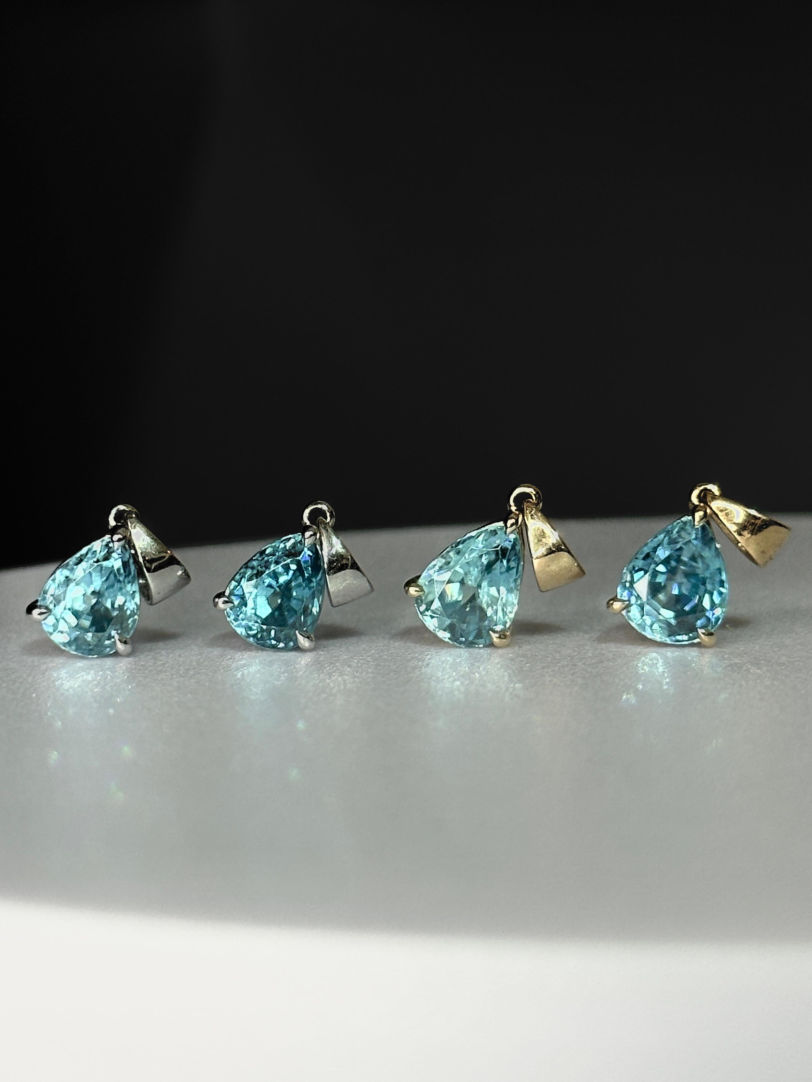 Orloff of Denmark, 14 Karat White Gold Pendant, Natural 2.46 Carat Blue Zircon In New Condition For Sale In Hua Hin, TH