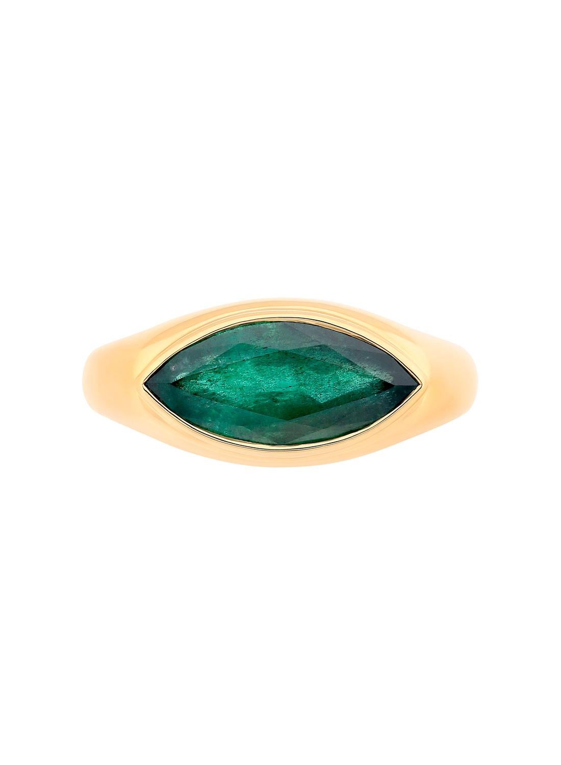 Contemporary Orloff of Denmark - 14K Gold - Brazilian Emerald Sculpture Ring For Sale