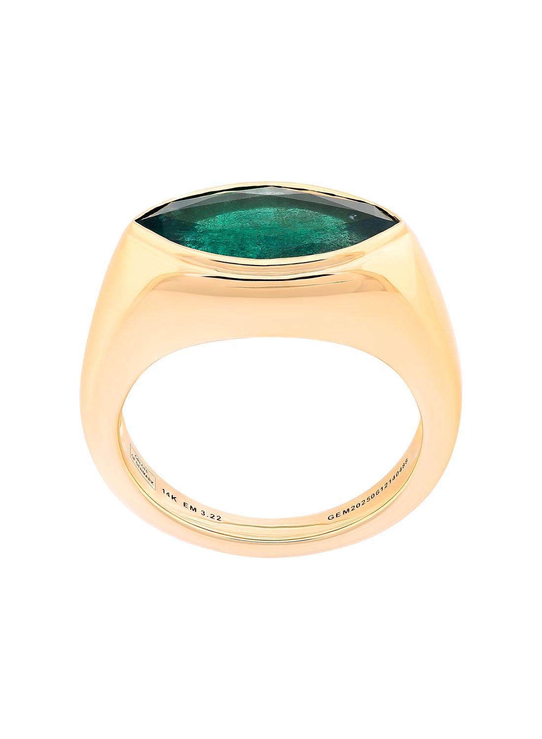 Emerald Cut Orloff of Denmark - 14K Gold - Brazilian Emerald Sculpture Ring For Sale