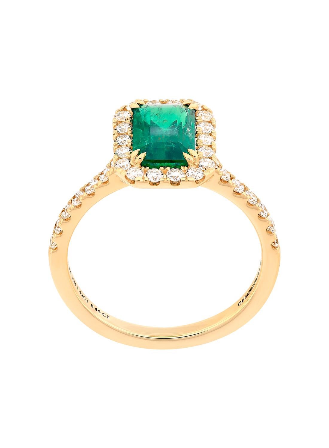 Orloff of Denmark - Bague à halo en or 14K avec émeraude zambienne et diamant Neuf - En vente à Hua Hin, TH