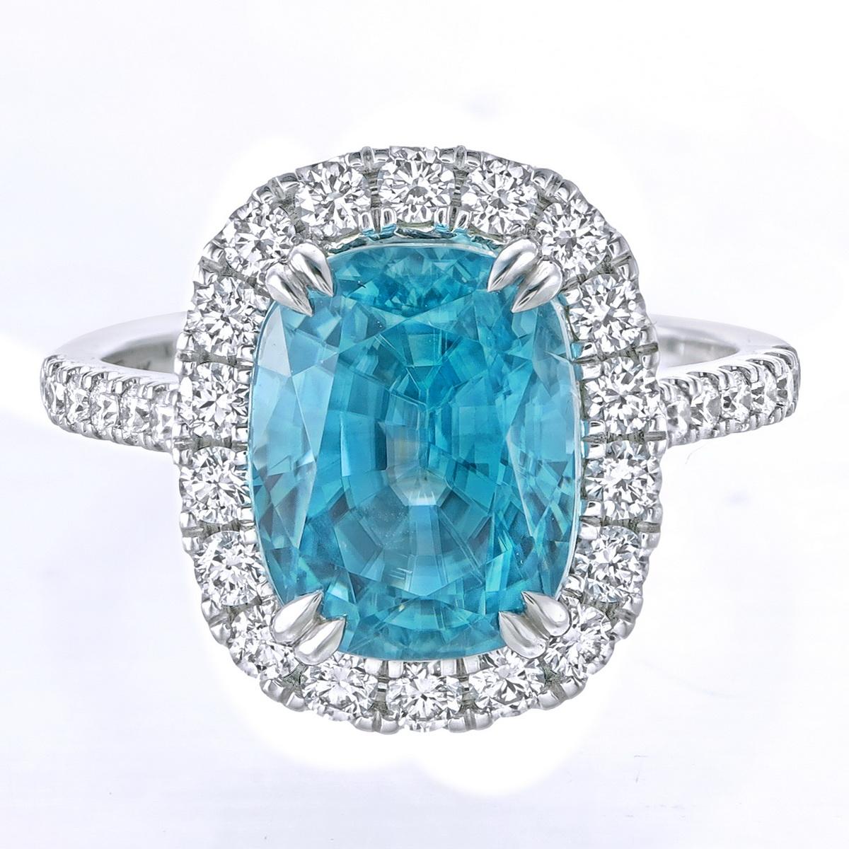 Contemporain Orloff of Denmark - 14K White Gold - Bague extravagante en zircon bleu et diamant en vente
