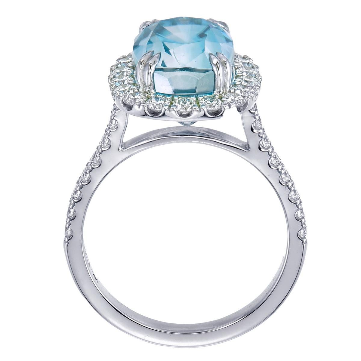 Taille mixte Orloff of Denmark - 14K White Gold - Bague extravagante en zircon bleu et diamant en vente