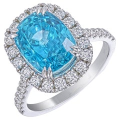 Orloff of Denmark - 14K White Gold - Bague extravagante en zircon bleu et diamant