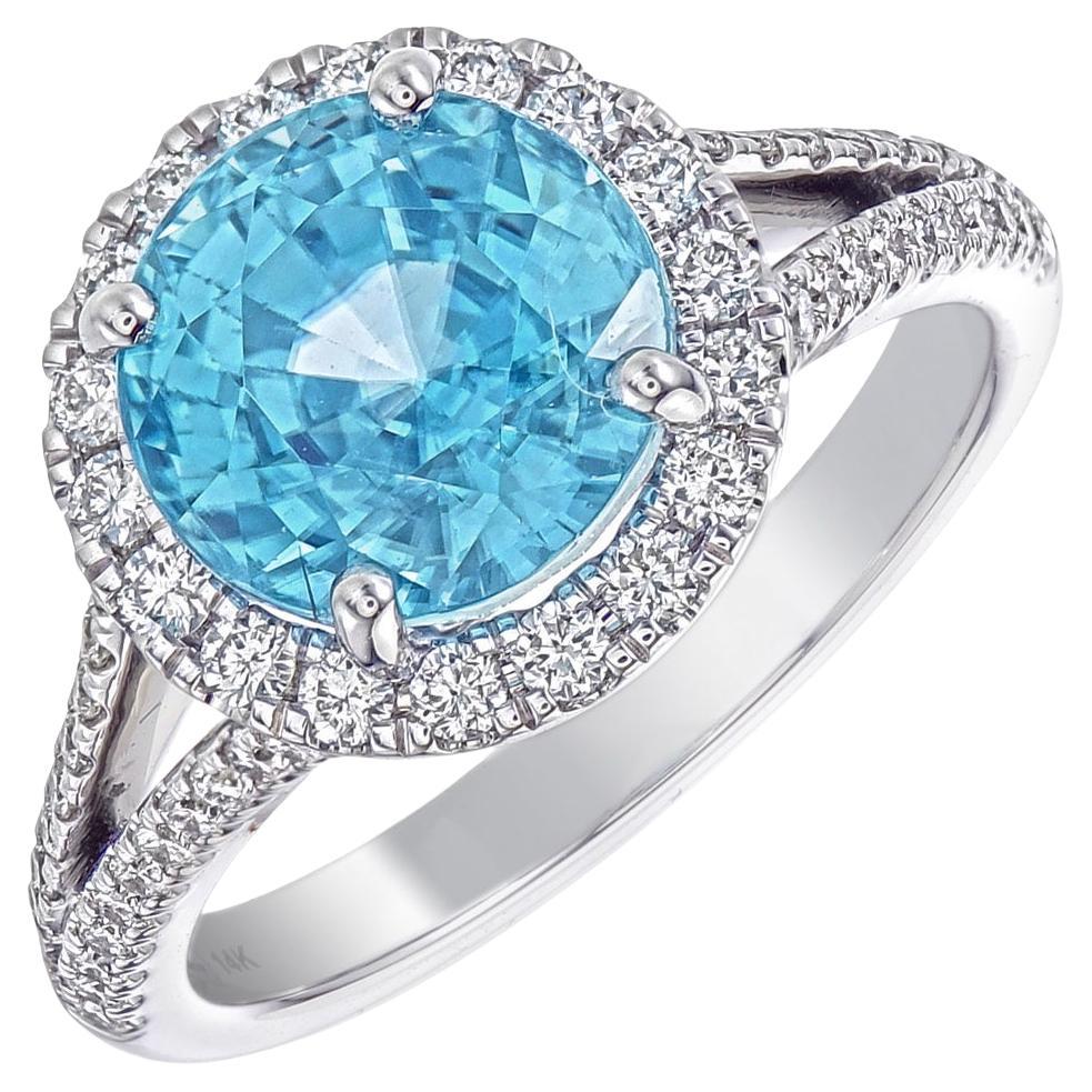 Orloff of Denmark - 14K Weißgold - Unglaublicher Runder Blauer Zirkon Diamant Ring