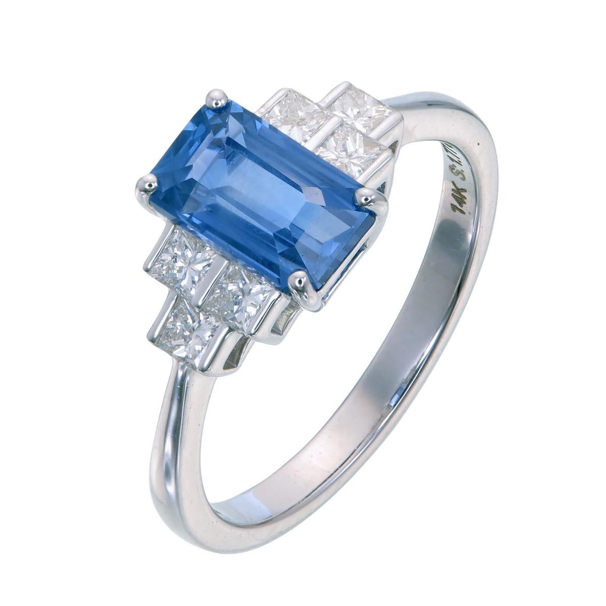 Wholesale! 1290 USD Certified unheated sapphire
Unheated Blue Sapphire Diamond Ring set in 14 Karat White Gold:
At the core of this ring sits a captivating 1.77 carat Ceylon sapphire, hailing from the fabled mines of Sri Lanka, completely exempt