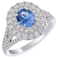 Orloff of Denmark - 18K Weißgold - Unerhitzter Ceylon Saphir Diamantring