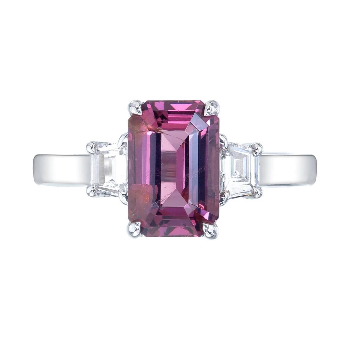 Contemporary Orloff of Denmark, 2.52 Carat, Deep Purplish Pink Spinel Diamond Engagement Ring For Sale