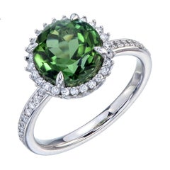 Orloff of Denmark, GIA - 2.60 ct Olive Green Tourmaline Ring set in 950 Platinum