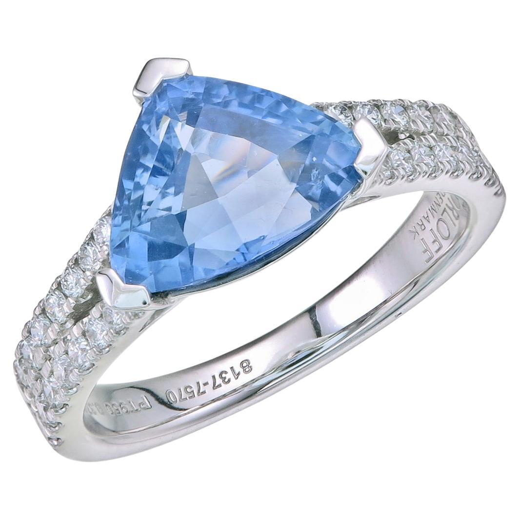 Orloff of Denmark, 3.18 Carat, Ceylon Sapphire Diamond Engagement Ring