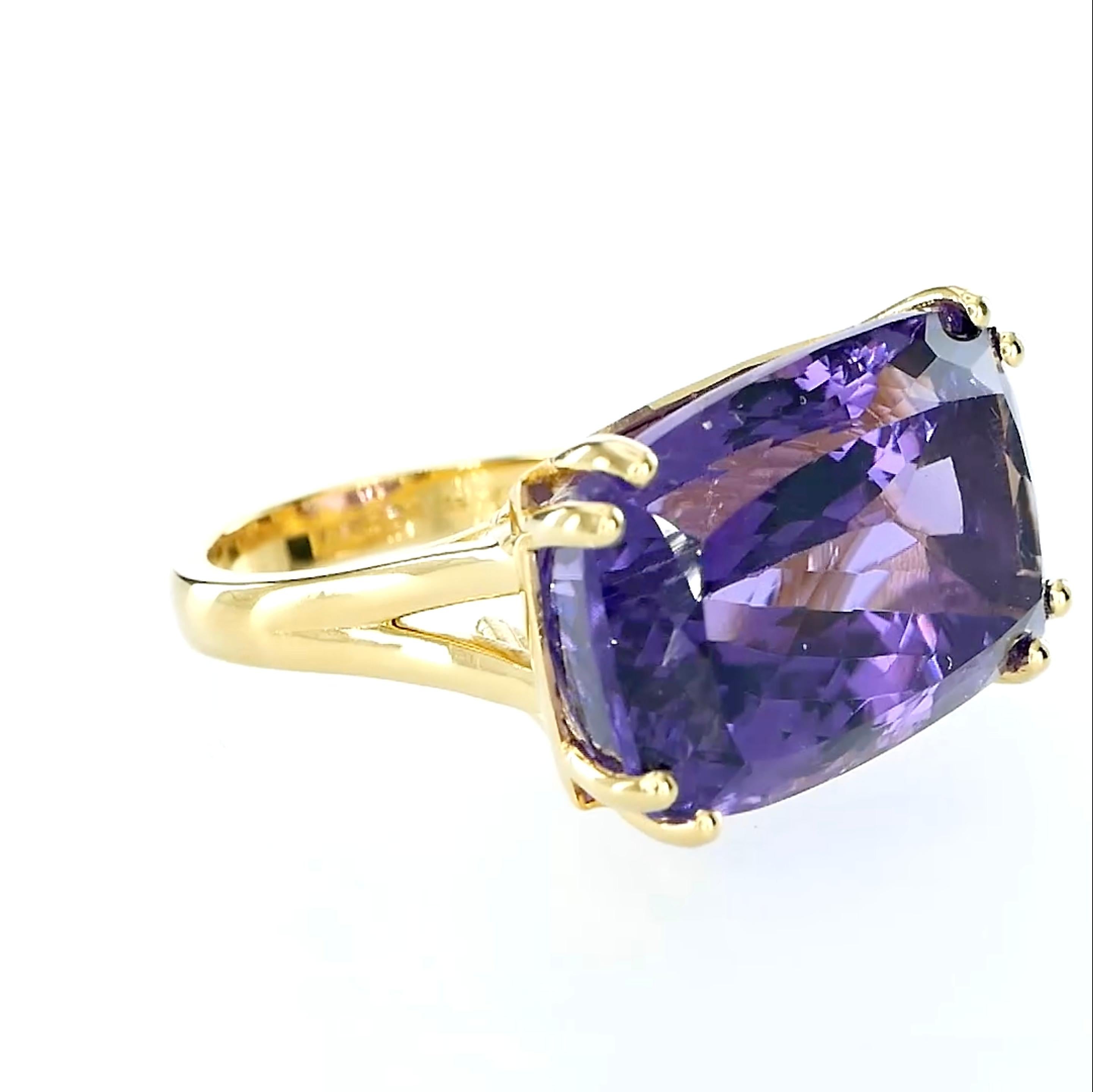 Contemporary Orloff of Denmark, 32.34 ct Amethyst Cocktail Ring in 18K Gold-Plated Silver For Sale