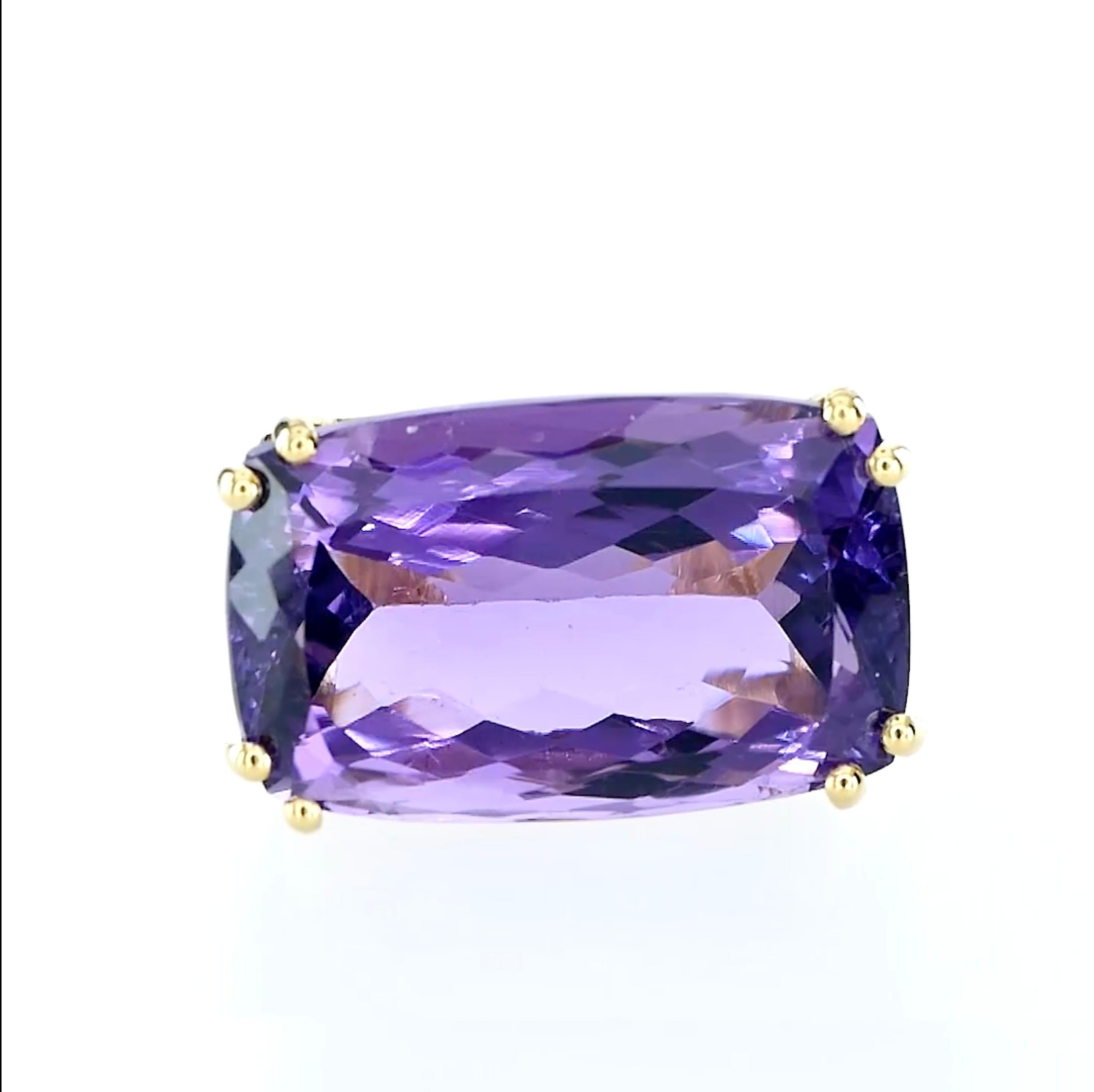 Octagon Cut Orloff of Denmark, 32.34 ct Amethyst Cocktail Ring in 18K Gold-Plated Silver For Sale