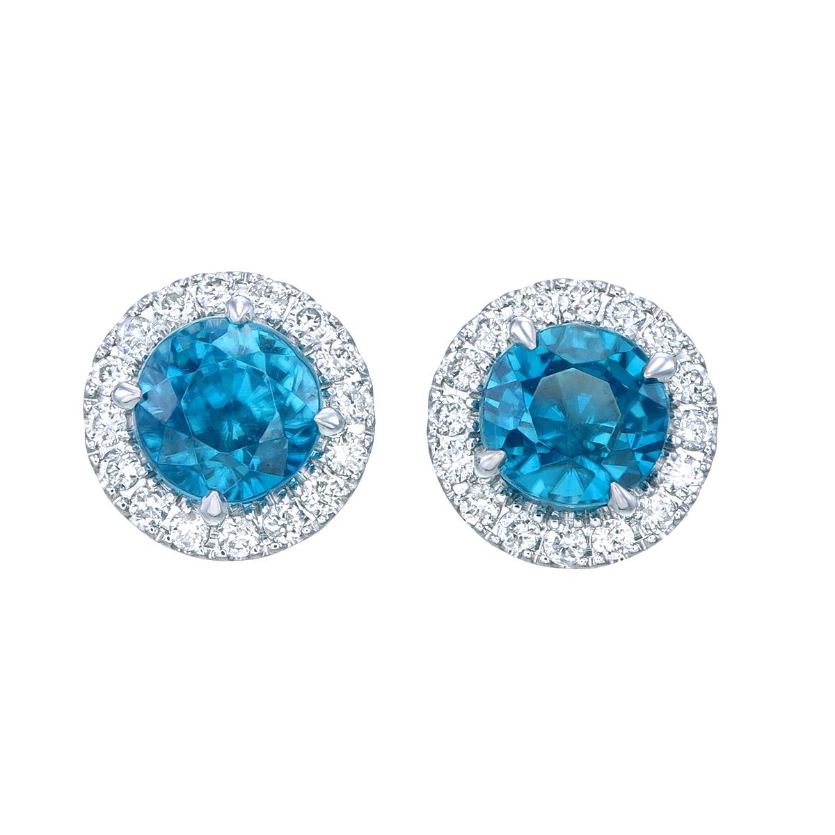 Orloff of Denmark's; Nautical Duet Earrings.
Ratanakiri Zircon Diamond Earrings.

These exquisite earrings feature radiant zircon stones reminiscent of the deep and mesmerizing hues of the ocean. Surrounded by a halo of sparkling diamonds, the ocean
