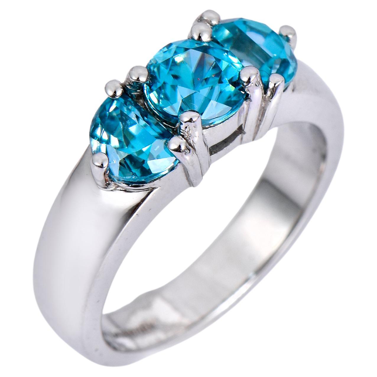 Orloff of Denmark, 3.41 ct Natural Blue Zircon Ring in 925 Sterling Silver For Sale