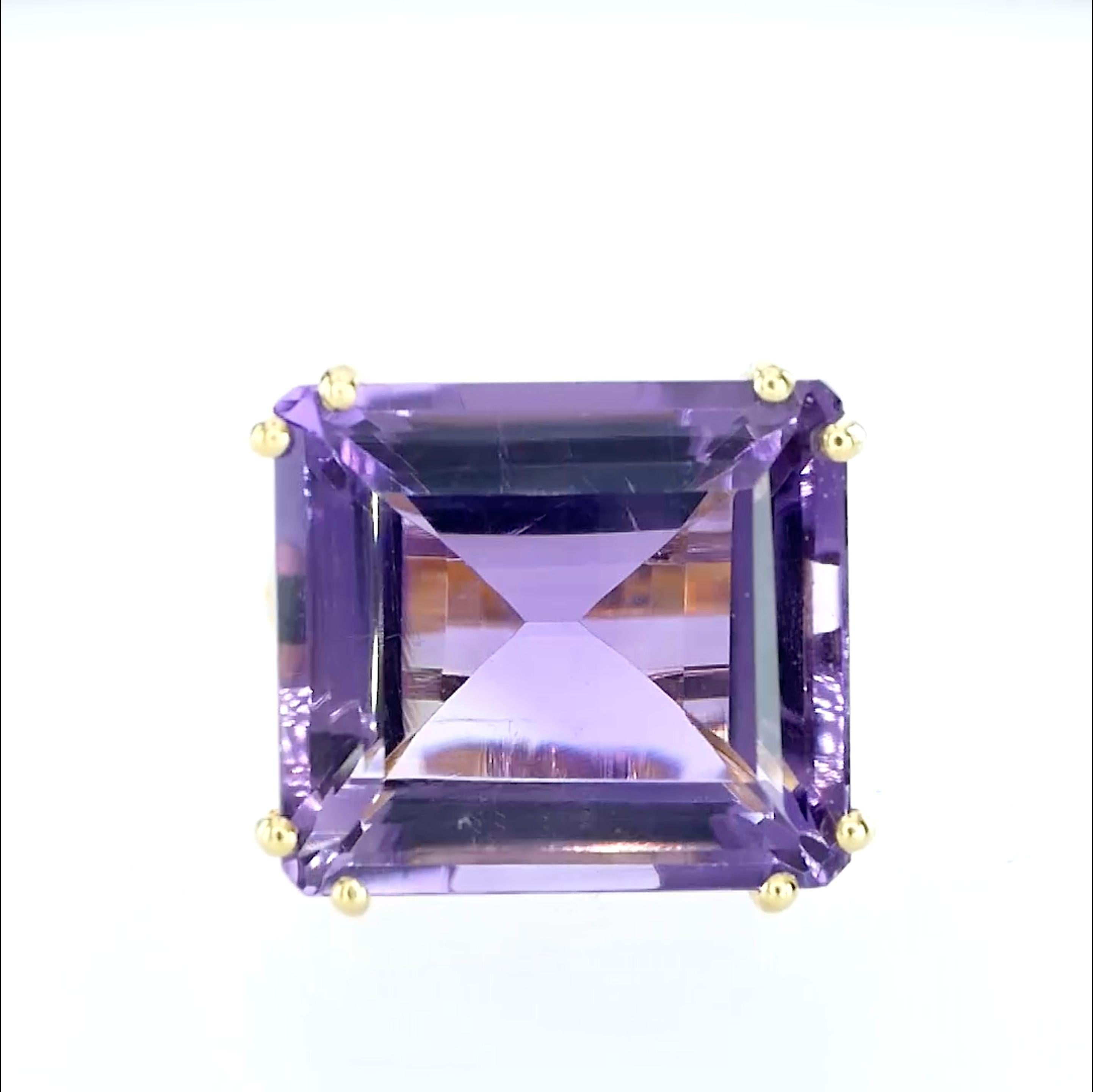 Contemporary Orloff of Denmark, 34.43 ct Amethyst Cocktail Ring in 18K Gold-Plated Silver For Sale