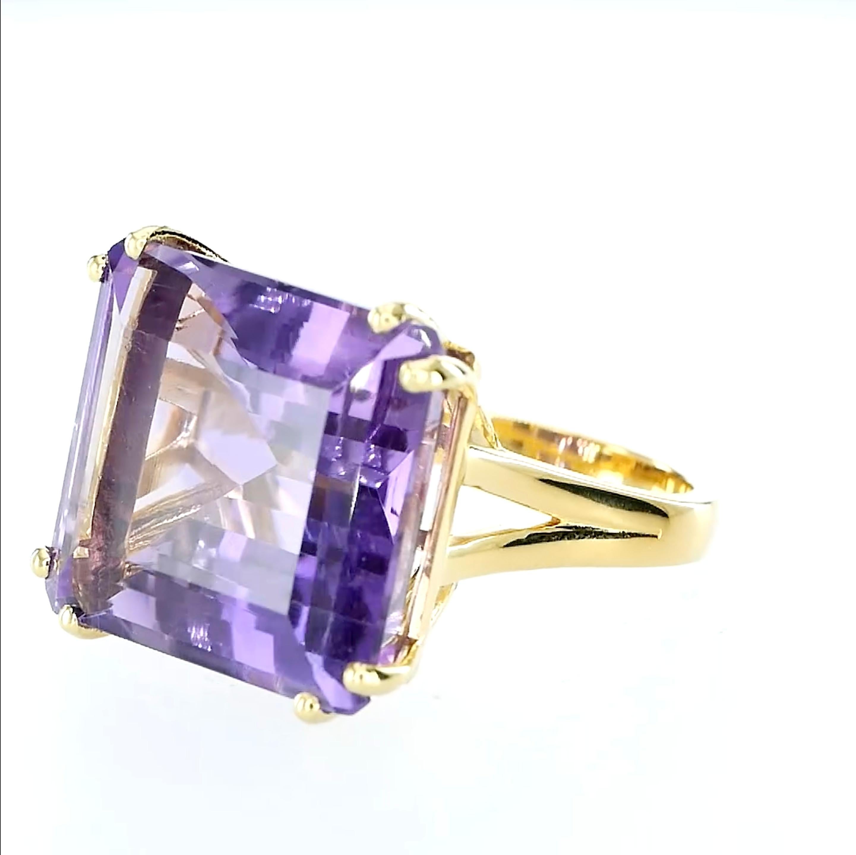 Octagon Cut Orloff of Denmark, 34.43 ct Amethyst Cocktail Ring in 18K Gold-Plated Silver For Sale