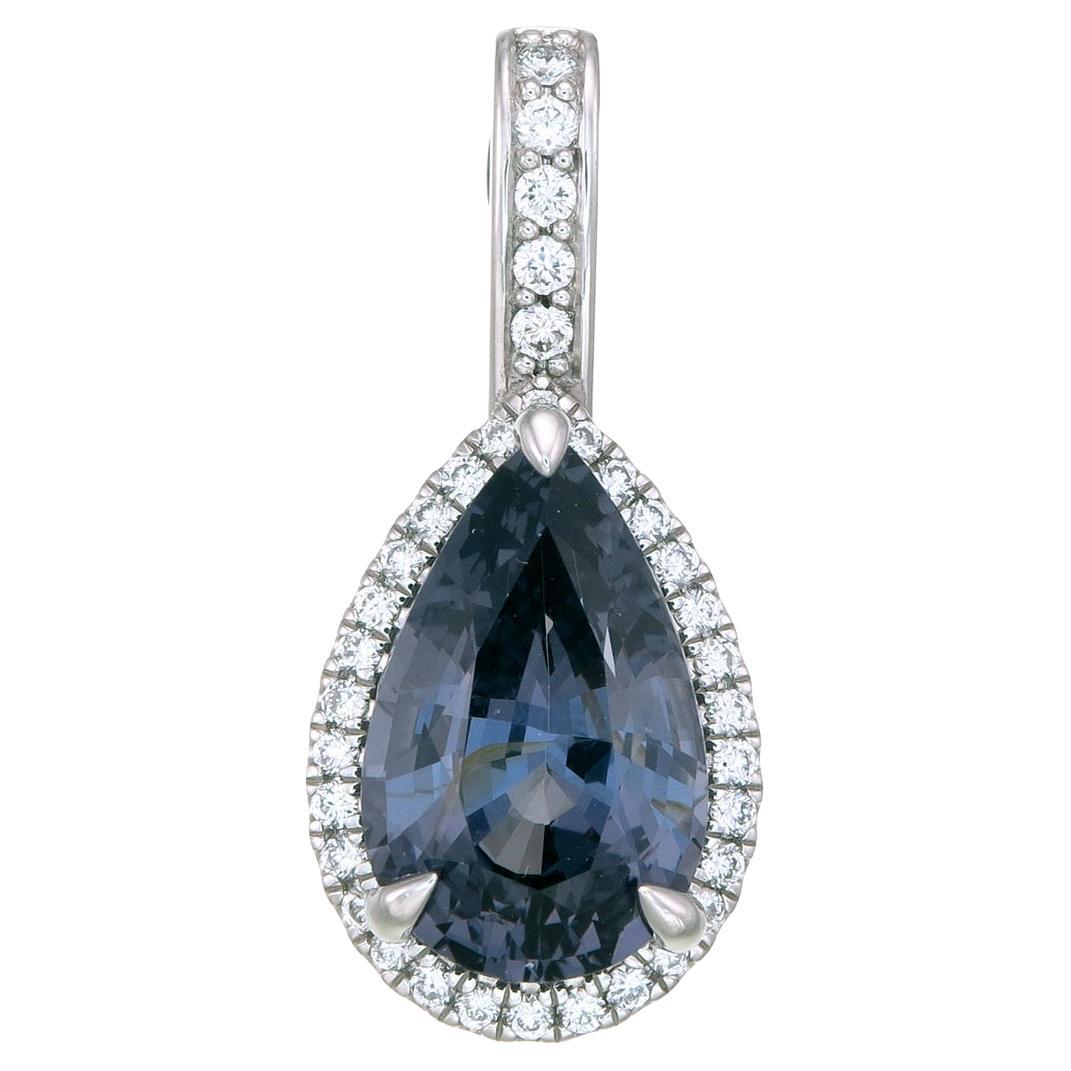 Orloff of Denmark, 3.58 Carat Grayish Violet, Ceylon Spinel Diamond Pendant