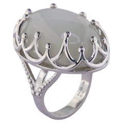 Orloff of Denmark, 40.90 carat Moonstone Ring in 925 Sterling Silver