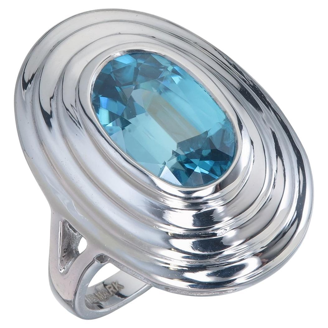 Orloff of Denmark, 4.68 ct Metallic Blue Zircon Ring in 925 Sterling Silver For Sale