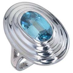 Orloff of Denmark, 4.68 ct Metallic Blue Zircon Ring in 925 Sterling Silver