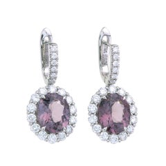 Orloff of Denmark, 5.09 Carat Dusky Purple Spinel Diamond Earrings