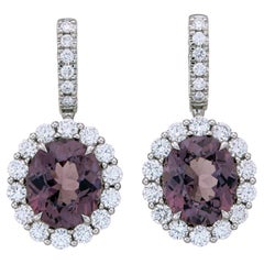 Orloff of Denmark, 5.09 Carat Dusky Purple Spinel Diamond Earrings