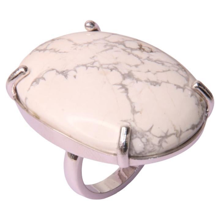 Orloff of Denmark, 56 carat Howlite Ring in 925 Sterling Silver For Sale