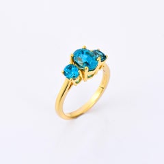 Orloff of Denmark, 5.8 ct Natural Blue Zircon Ring in 10 Karat Gold