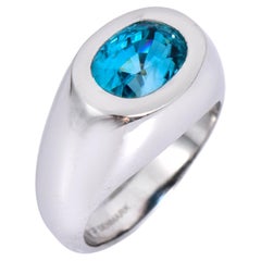 Orloff of Denmark, 5.92 ct Natural Blue Zircon Ring in 925 Sterling Silver