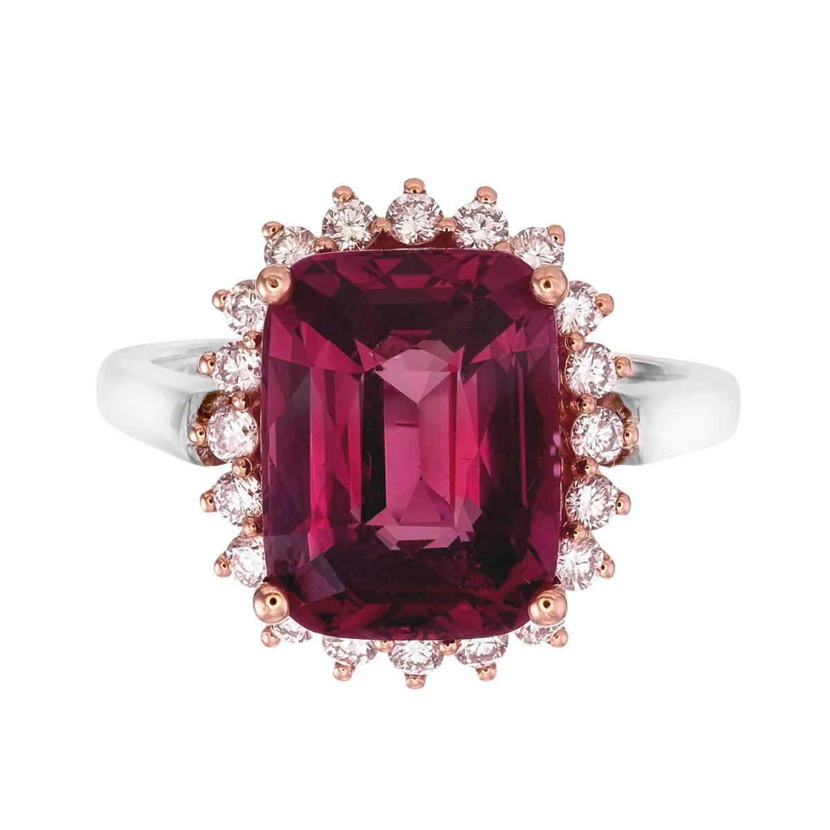 Contemporary Orloff of Denmark, 6.40 ct Pinkish Red Spinel Diamond Ring in 18 Karat Gold For Sale