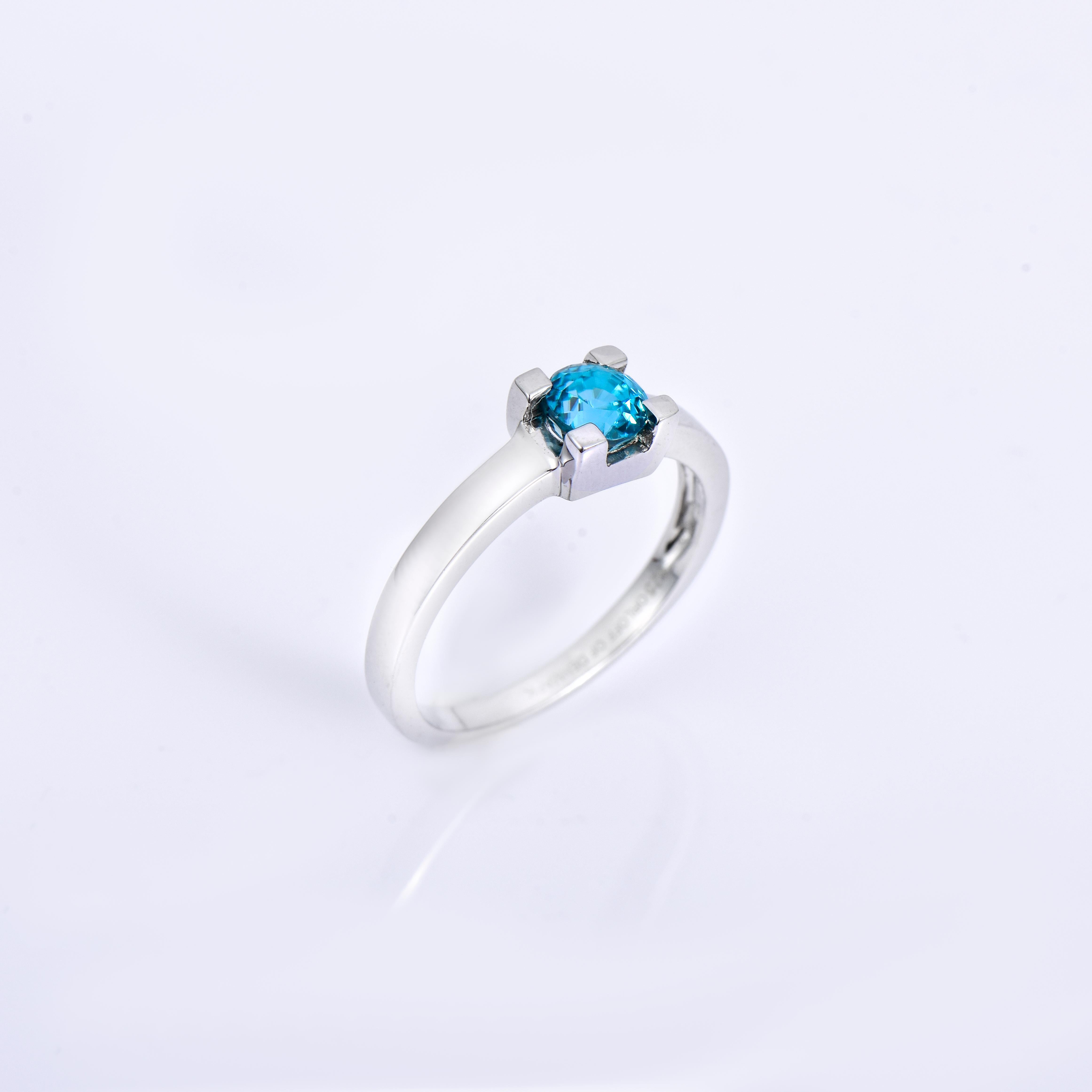 Orloff of Denmark; 925 Sterling Silver Ring set with a 1.09 carat Natural Cambodian Blue Zircon.

This piece has been meticulously hand-crafted out of 925 sterling silver.
In the center sits gorgeous 1.09 carat blue zircon mined, polished, and cut