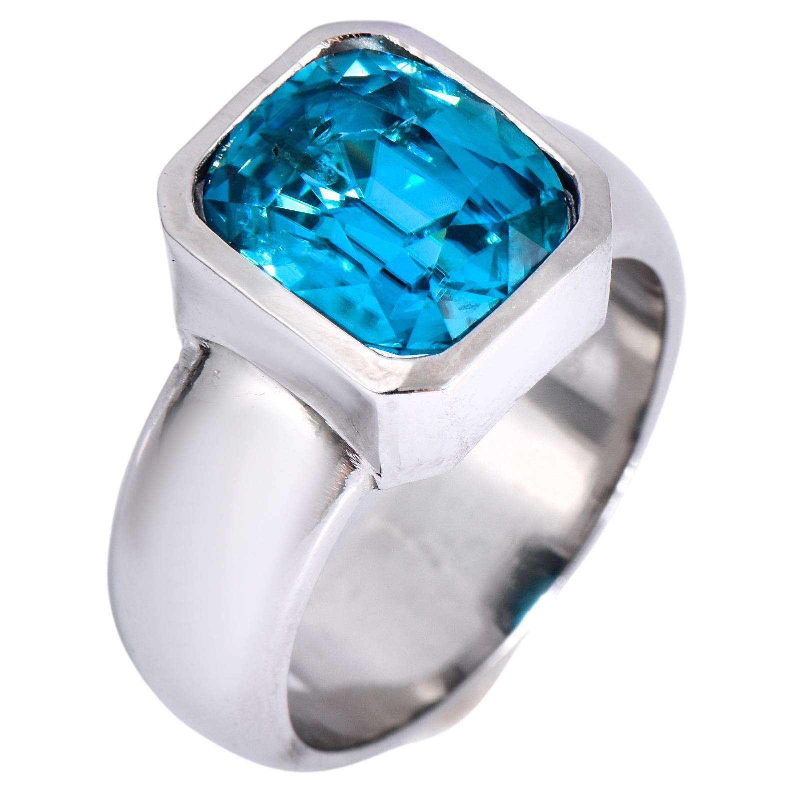 Orloff of Denmark, 4.52 ct Metallic Blue Zircon Ring in 925 Sterling