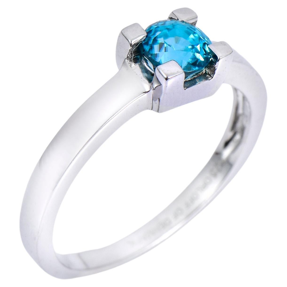 Orloff of Denmark, 1.09 ct Natural Blue Zircon Ring in 925 Sterling Silver For Sale