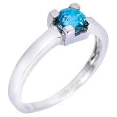 AS Sterling Denmark, Bague en argent 925 avec zircon bleu naturel de 1,09 ct