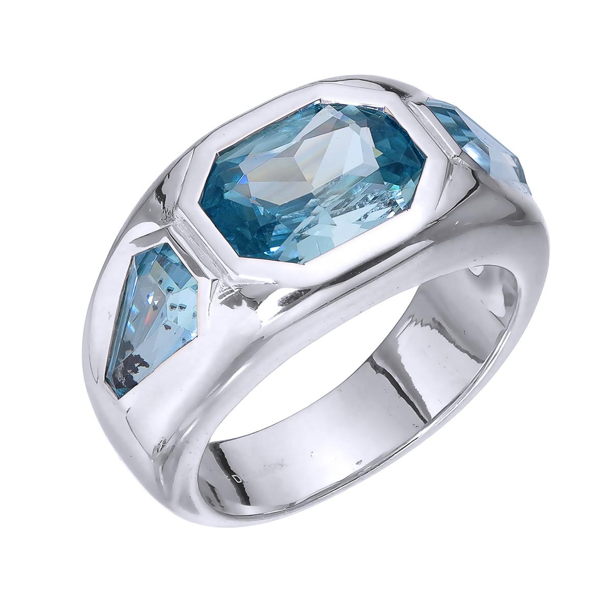 Orloff of Denmark; 925 Sterling Silver Ring set with three Natural Cambodian Blue Zircons totaling to 6.64 carats.

This piece has been meticulously hand-crafted out of 925 sterling silver.
In the center sits a 3.39 carat tropical blue zircon mined,