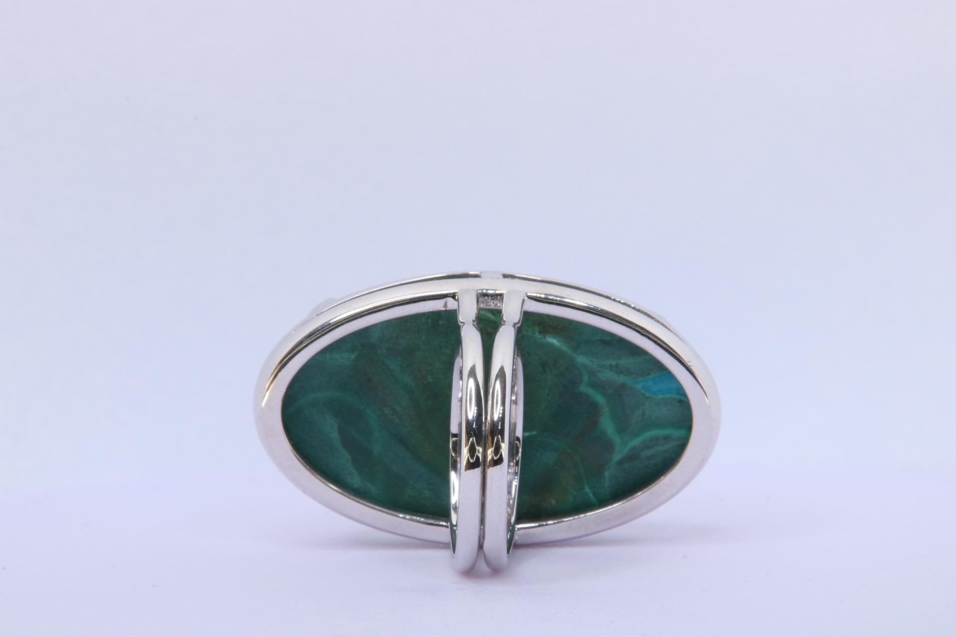 Women's or Men's Orloff of Denmark, 67 carat Azurite-Malachite Ring in 925 Sterling Silver For Sale