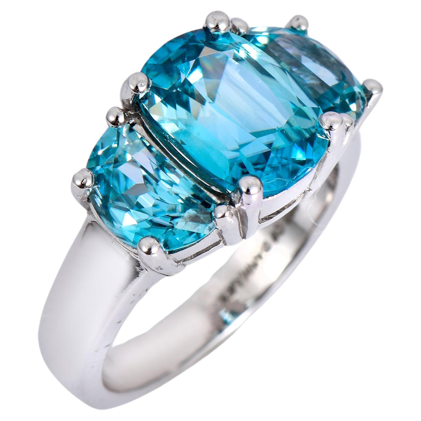 Orloff of Denmark, 8.06 ct Natural Blue Zircon Ring in 925 Sterling Silver