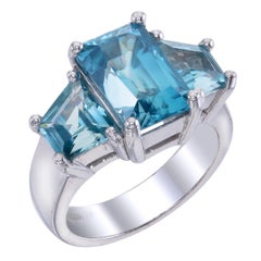 Orloff of Denmark, 8.5 ct Blue Zircon Three-Stone Ring set in Sterling Silver