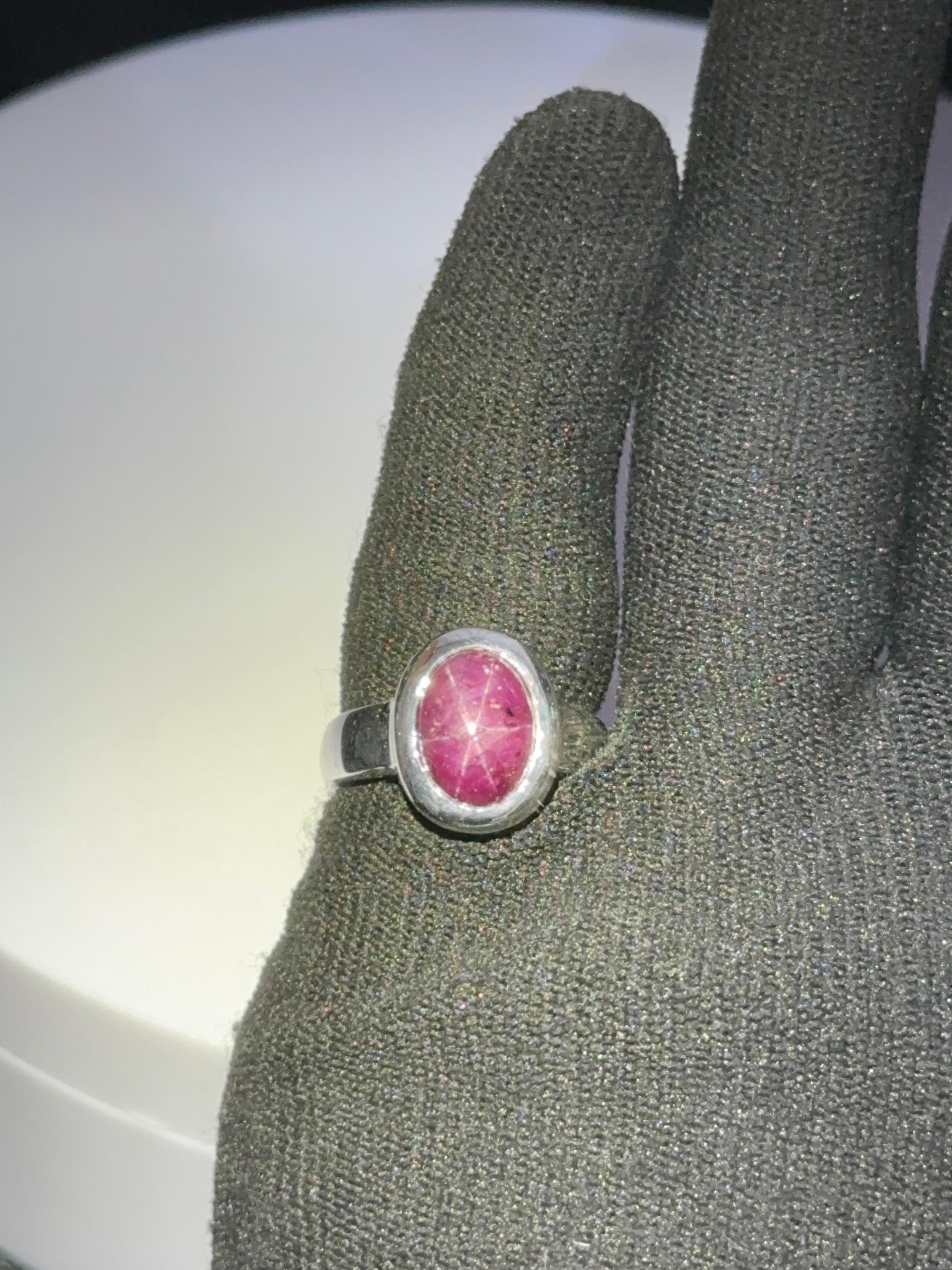 Contemporary Orloff of Denmark, 8.52 Carat Star Ruby Sterling Silver Ring For Sale