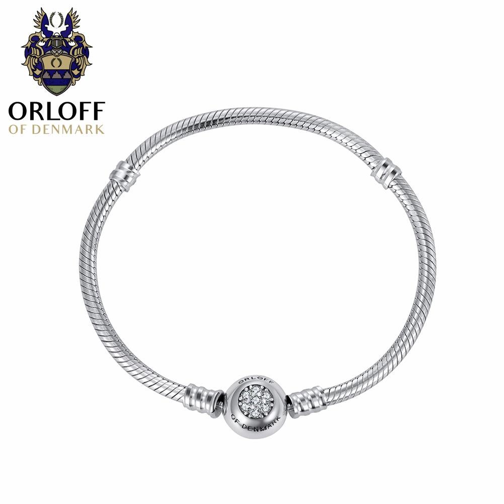 Contemporain Orloff of Denmark - Bracelet en argent sterling 925 de forme florale, zirconia cubique en vente