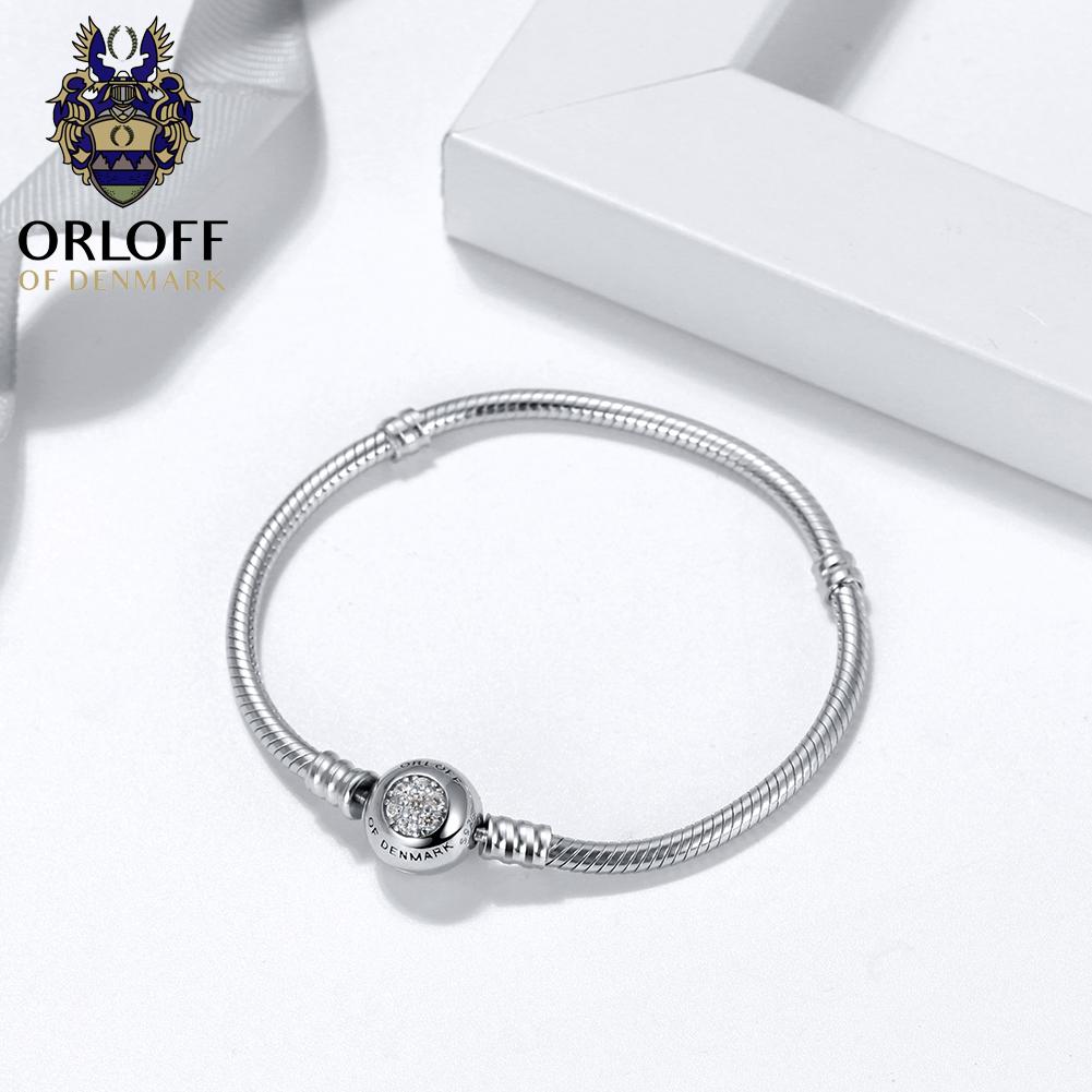Contemporary Orloff of Denmark, 925 Sterling Silver Bracelet, Floral Shape, Cubic Zirconia For Sale
