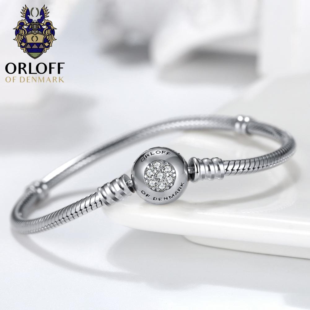 Round Cut Orloff of Denmark - 925 Sterling Silver Bracelet - Floral Shape, Cubic Zirconia