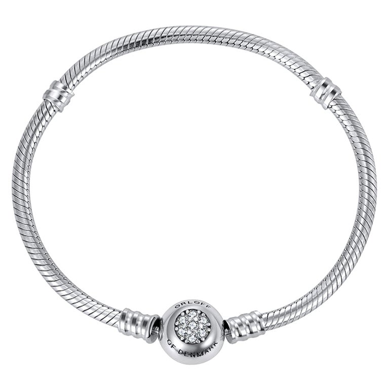 Orloff aus Dänemark, 925 Sterlingsilber-Armband, florale Form, kubische Zirkonia