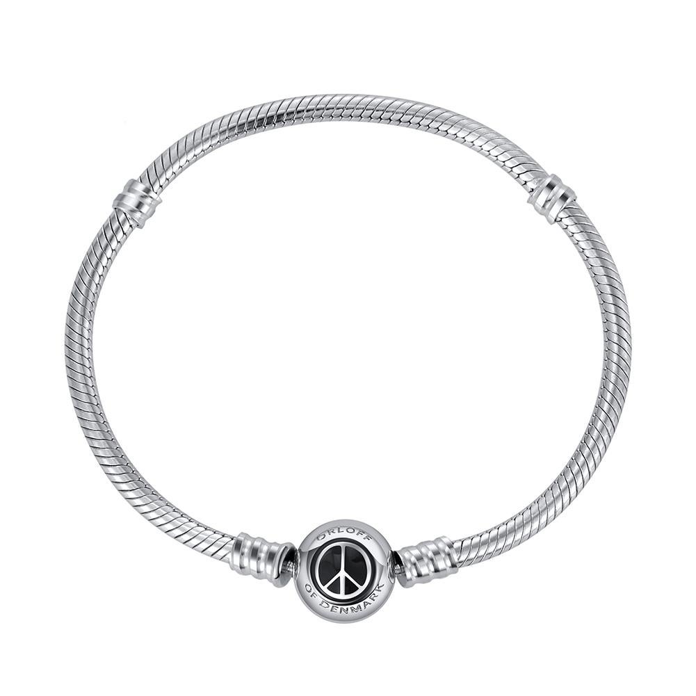 Contemporary Orloff of Denmark, 925 Sterling Silver Bracelet, Peace Symbol, Black Enamel For Sale
