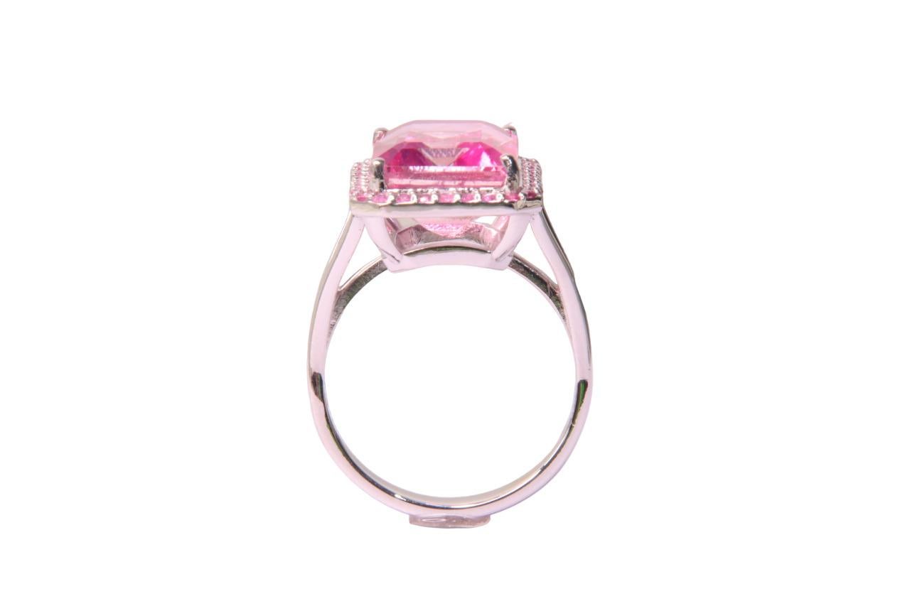 Orloff of Denmark, 9.38 carat Pink Topaz, Sapphire Ring in 925 Sterling Silver In New Condition For Sale In Hua Hin, TH