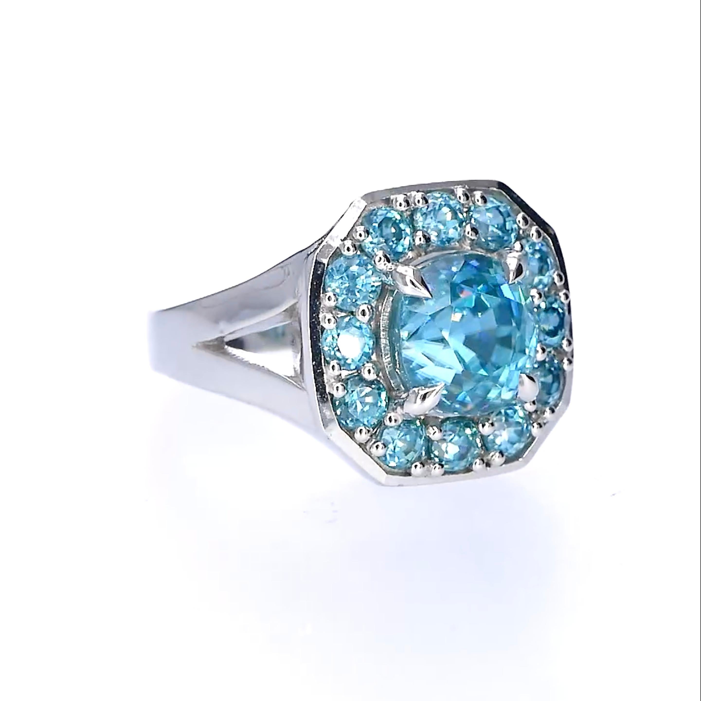 Contemporain AS Sterling Denmark, Bague cocktail en zircon naturel de 9,4 ct en argent 925 en vente